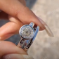 Portuguese Cut white Moissanite Engagement Ring and Antique Flush Setting Wedding Band, Bridal Ring Set  customdiamjewel   