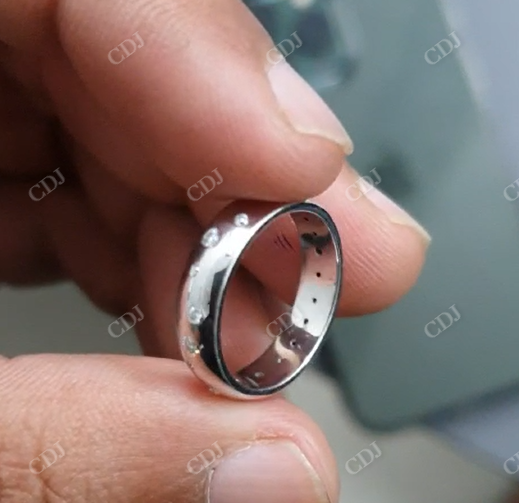 Art Deco Round Cut Moissanite Wedding Band Ring  customdiamjewel   