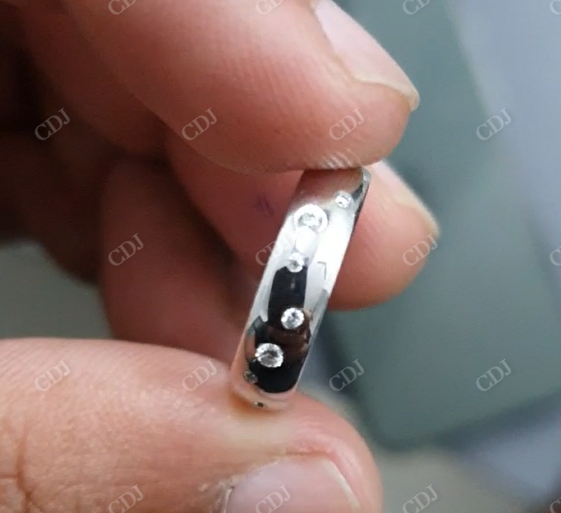 Art Deco Round Cut Moissanite Wedding Band Ring  customdiamjewel   