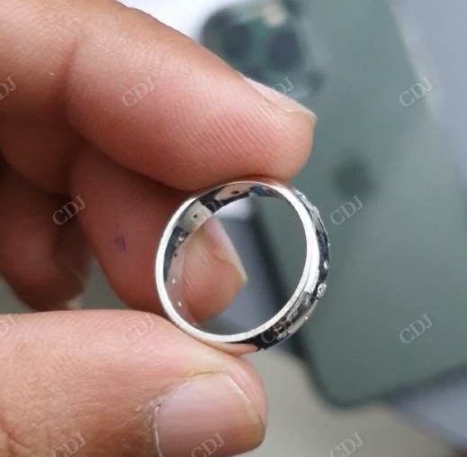 Art Deco Round Cut Moissanite Wedding Band Ring  customdiamjewel   