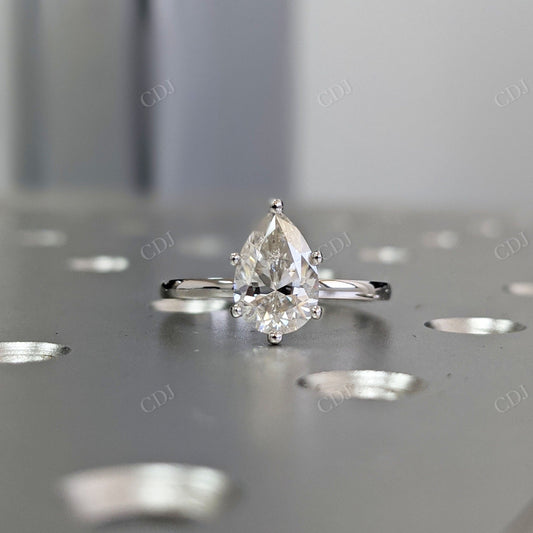1.50CT Pear Cut Solitaire Moissanite Engagement Ring  customdiamjewel 10KT White Gold VVS-EF