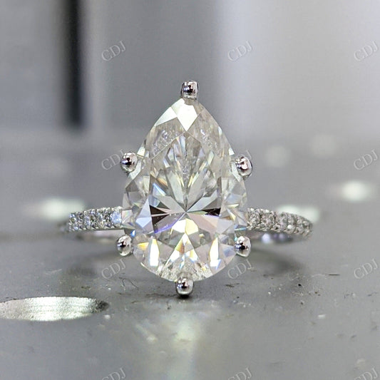 3.15CTW Pear Cut Moissanite Engagement Ring  customdiamjewel 10KT White Gold VVS-EF