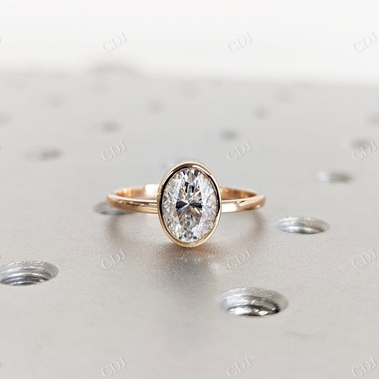 1.50CTW Oval Cut Moissanite Bezel Set Engagement Ring  customdiamjewel 10KT Rose Gold VVS-EF