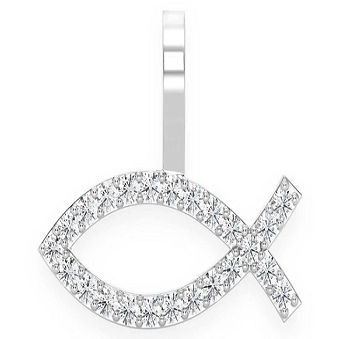 0.22CTW Round Diamond Christian Fish Pendant  customdiamjewel   