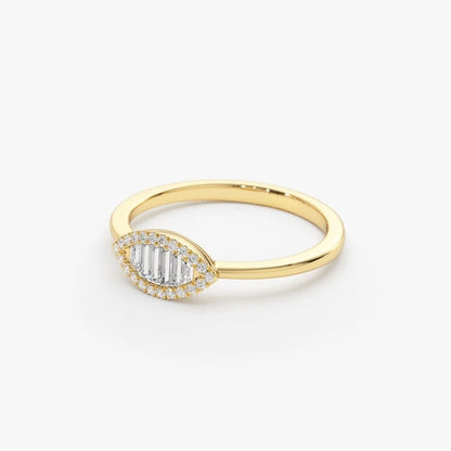 0.25CTW Marquise Shape Baguette Lab Grown Diamonds Wedding Band  customdiamjewel 10KT Yellow Gold VVS-EF