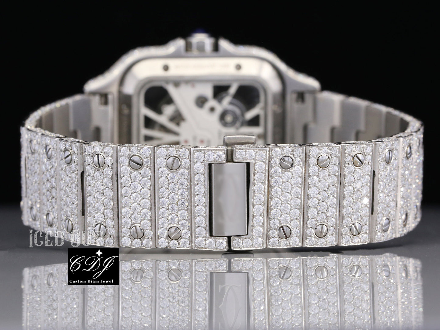 Custom Ice Out Diamond Wrist Watch (27 CT Approx)  customdiamjewel   