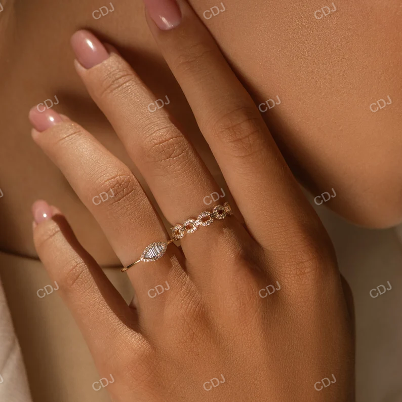 0.25CTW Marquise Shape Baguette Lab Grown Diamonds Wedding Band  customdiamjewel   