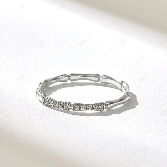 0.20CTW Pave Diamond Half Eternity Bamboo Wedding Band  customdiamjewel   