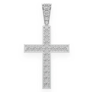 0.35CTW Bezel Set Diamond Cross Large Pendant  customdiamjewel   