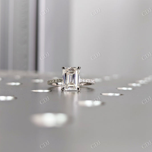 1.65CTW Emerald Cut Moissanite Engagement Ring  customdiamjewel 10KT White Gold VVS-EF
