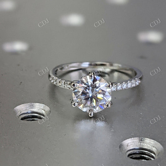 1.59CTW Round Cut Moissanite Engagement Ring  customdiamjewel 10KT White Gold VVS-EF