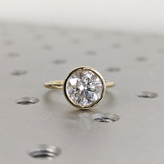 3.00CT Round Bezel Set Moissanite Engagement Ring  customdiamjewel 10KT Yellow Gold VVS-EF
