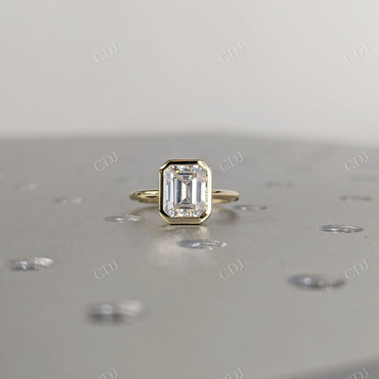3.45CTW Emerald Cut Moissanite Engagement Bridal Ring Set  customdiamjewel 10KT Yellow Gold VVS-EF