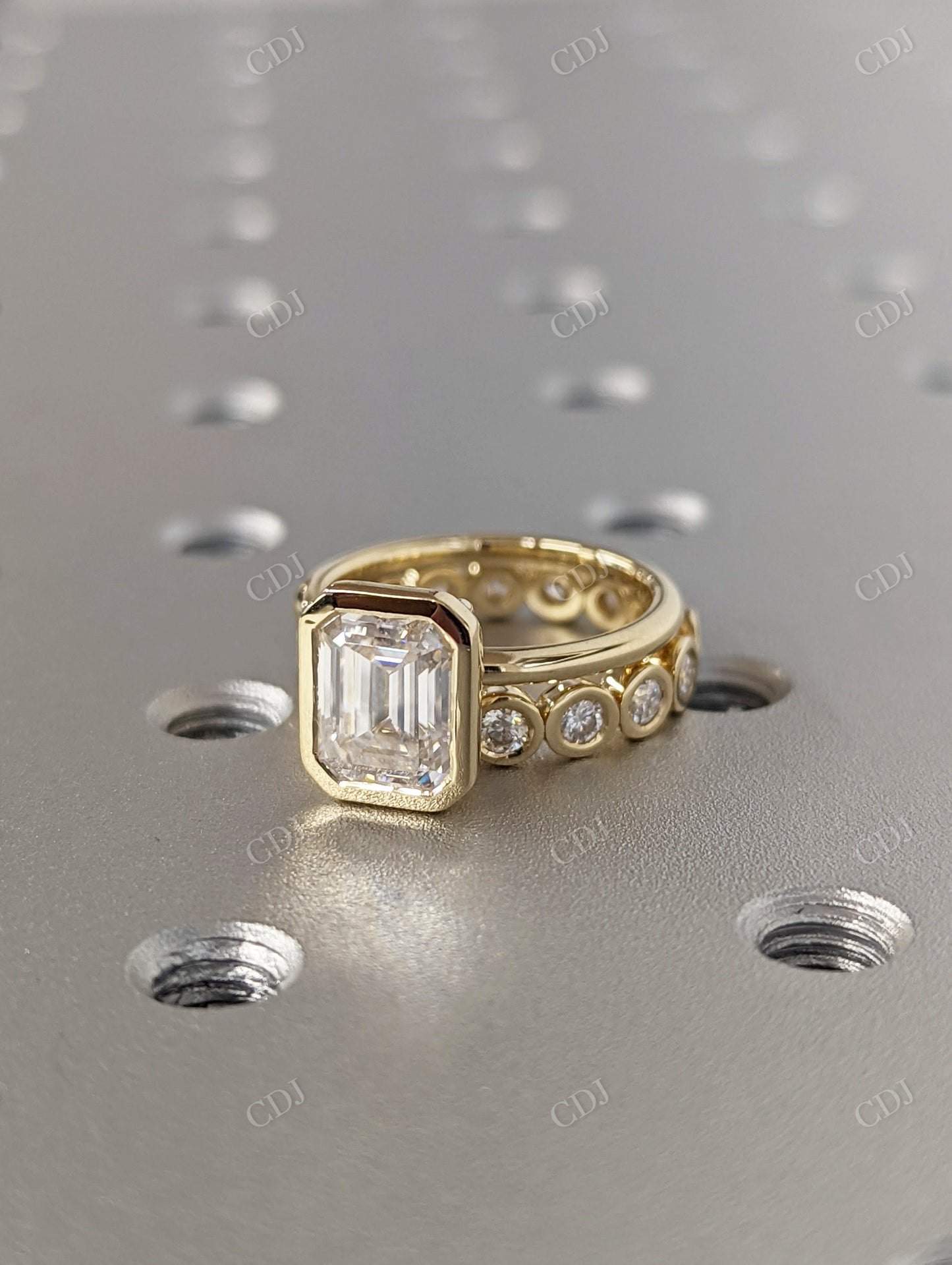 3.45CTW Emerald Cut Moissanite Engagement Bridal Ring Set  customdiamjewel   