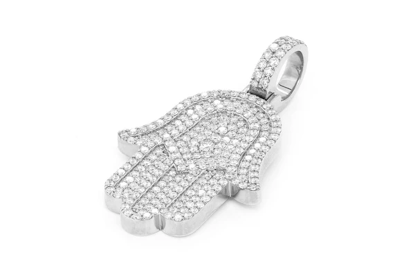 3.75CTW Iced Out Hamsa Pendant  customdiamjewel   