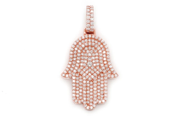 3.75CTW Iced Out Hamsa Pendant  customdiamjewel   
