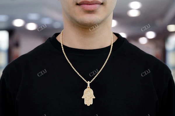 3.75CTW Iced Out Hamsa Pendant  customdiamjewel   