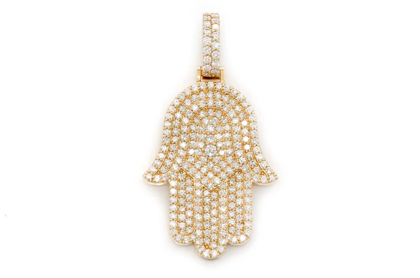 3.75CTW Iced Out Hamsa Pendant  customdiamjewel   