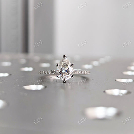 1.30CTW Pear Cut Hidden Halo Moissanite Ring  customdiamjewel 10KT White Gold VVS-EF