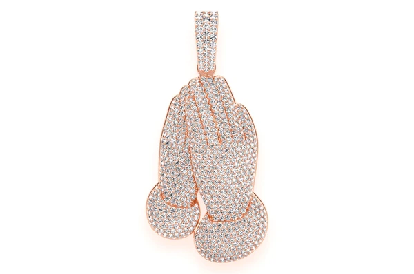 Fully Iced Out 8.80CTW Diamond Prayers Hands Pendant  customdiamjewel   