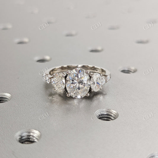 4.36CTW Oval Cut Cluster Moissanite Engagement Ring  customdiamjewel 10KT White Gold VVS-EF