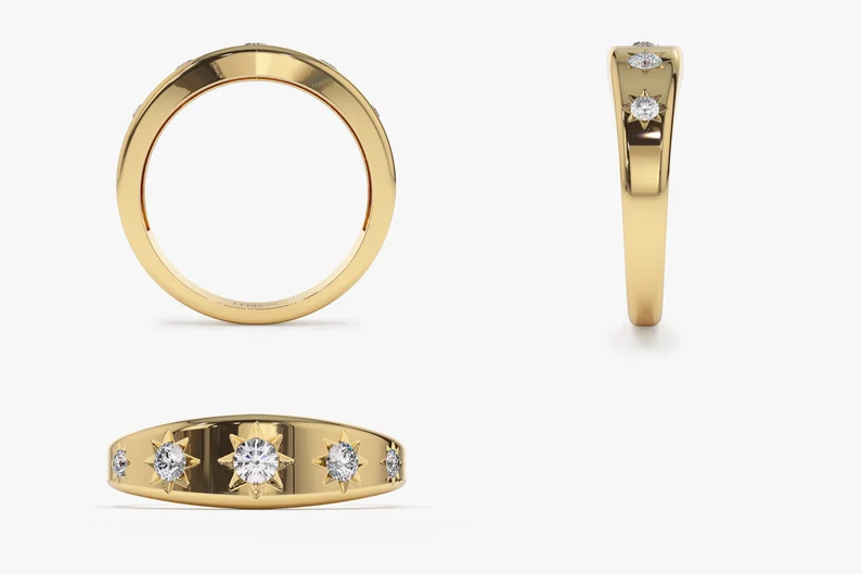 0.32CTW Split Round Lab grown Diamond 5 Stone Wedding Band  customdiamjewel   