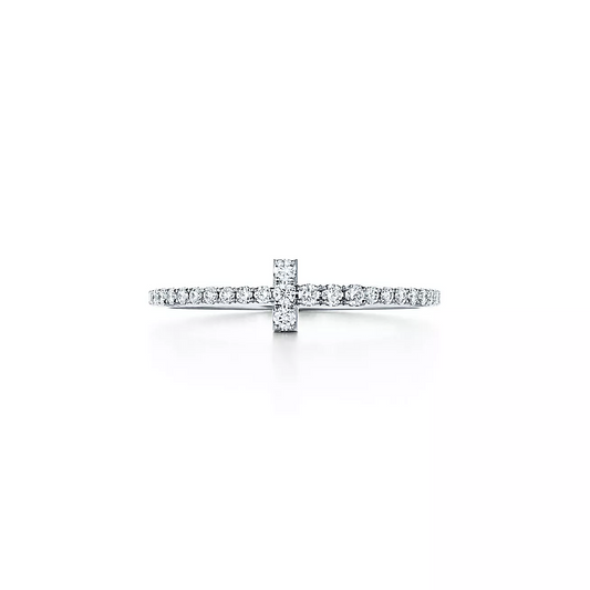 Dainty Round Lab Grown Cross Diamond Ring  customdiamjewel 10KT White Gold VVS-EF
