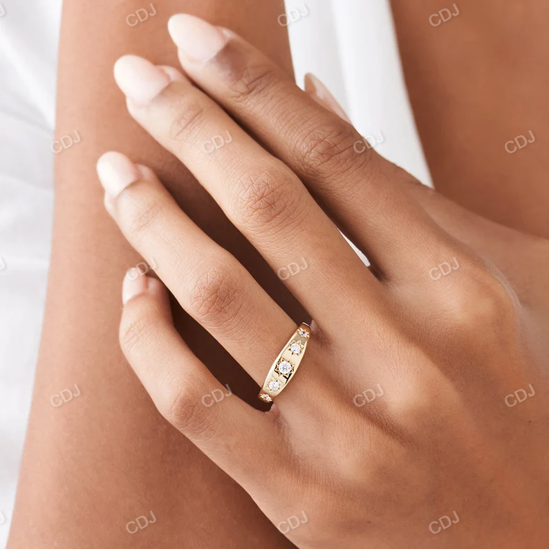 0.32CTW Split Round Lab grown Diamond 5 Stone Wedding Band  customdiamjewel   