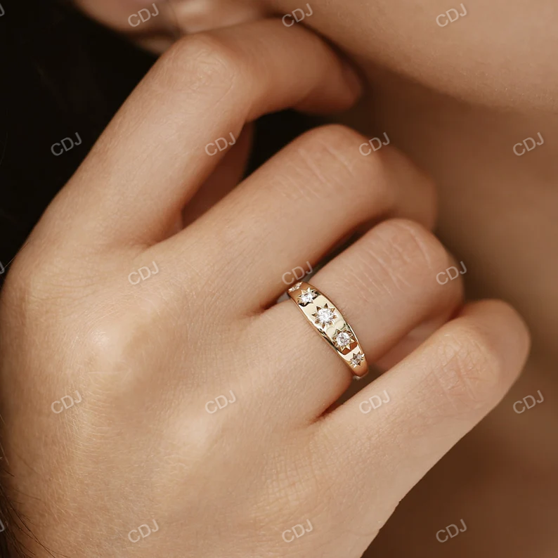 0.32CTW Split Round Lab grown Diamond 5 Stone Wedding Band  customdiamjewel   