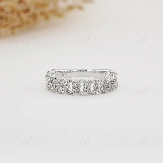 0.28CTW Lab Grown Diamond Pave Cuban Curb Link Wedding Band  customdiamjewel 10KT White Gold VVS-EF