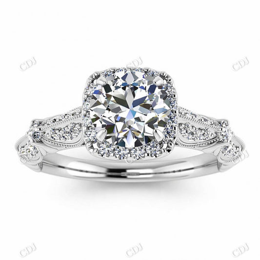 Micro Pave White Gold Edwardian Style Moissanite Ring  customdiamjewel 10KT White Gold VVS-EF