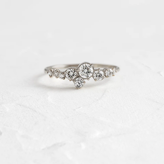 0.44CTW Cluster Natural Diamond Wedding Band  customdiamjewel 10KT White Gold VVS-EF