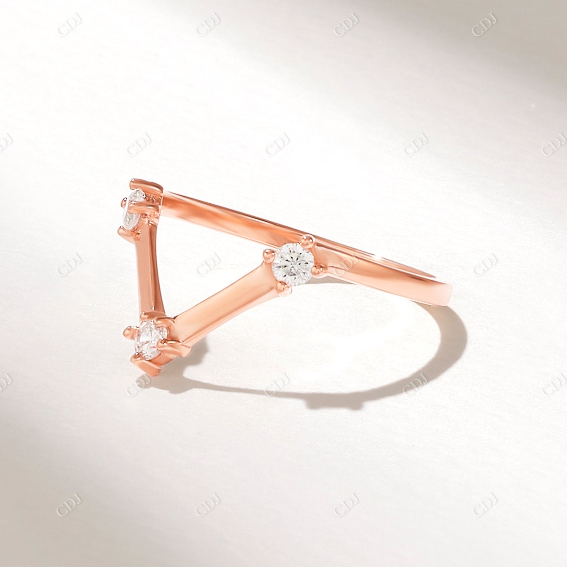 0.18CTW Diamond V Shape Wedding Band  customdiamjewel 10KT Rose Gold VVS-EF