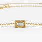 14K Solid Gold Dainty Baguette Diamond Bracelet