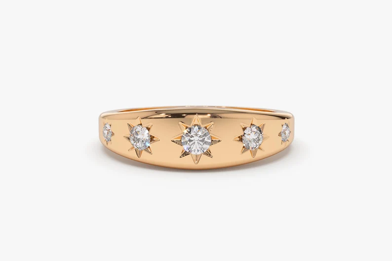 0.32CTW Split Round Lab grown Diamond 5 Stone Wedding Band  customdiamjewel 10KT Rose Gold VVS-EF