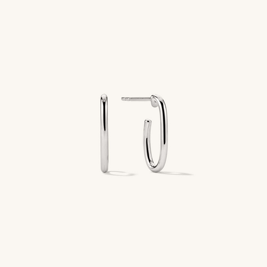 14K Solid Gold Paperclip Medium Hoop Earrings  customdiamjewel 10 KT Solid Gold White Gold VVS-EF