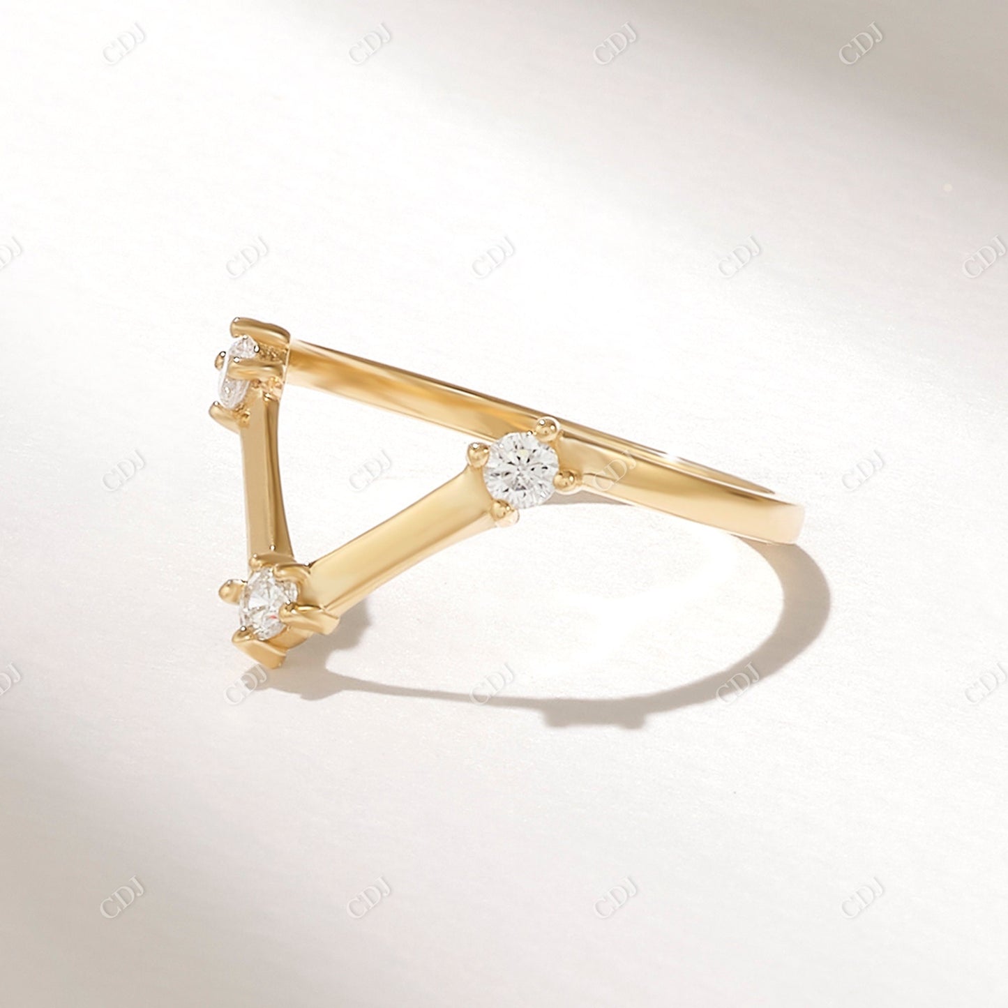0.18CTW Three Stone Lab Grown Diamond Chevron Ring  customdiamjewel 10KT Yellow Gold VVS-EF