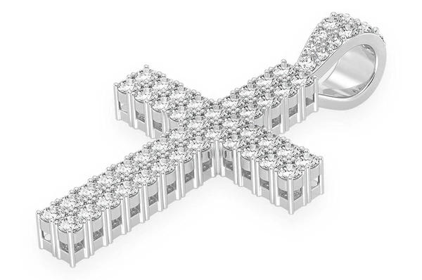 2.25CTW Two Row Diamond Cross Pendant  customdiamjewel   