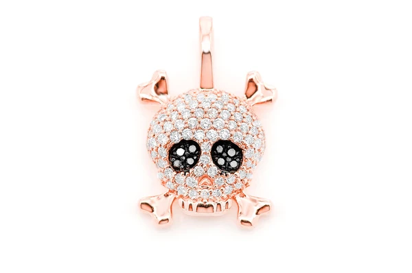 0.45CTW Iced Out Skull And Crossbones Pendant  customdiamjewel   