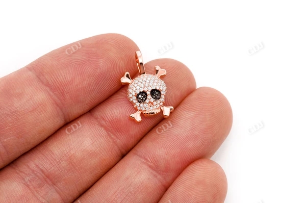 0.45CTW Iced Out Skull And Crossbones Pendant  customdiamjewel   