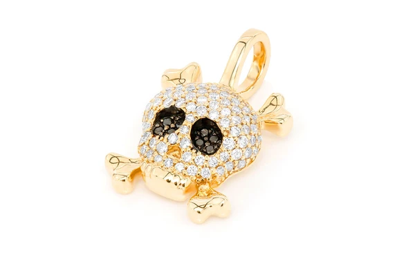 0.45CTW Iced Out Skull And Crossbones Pendant  customdiamjewel   