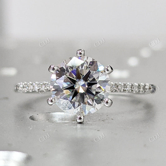 2.01CTW Round Cut Moissanite Engagement Ring  customdiamjewel 10KT White Gold VVS-EF