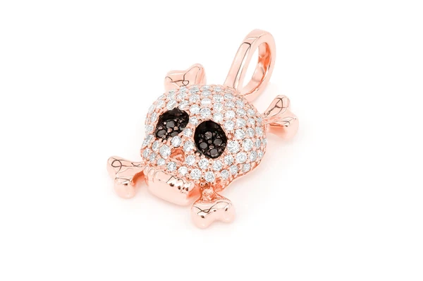 0.45CTW Iced Out Skull And Crossbones Pendant  customdiamjewel   