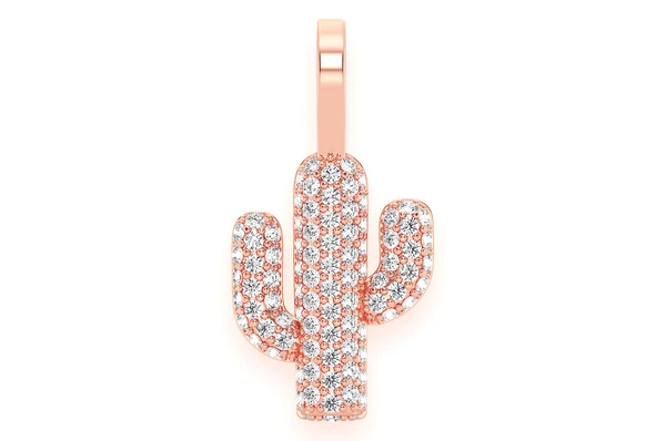 0.35CTW Cluster Diamond Cactus Pendant  customdiamjewel   