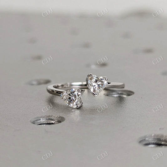 0.50CTW Two Heart Cut Open Style Ring  customdiamjewel 10KT White Gold VVS-EF
