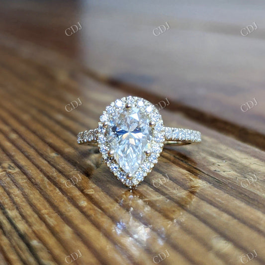 1.80CTW Pear Halo Moissanite Engagement Ring  customdiamjewel 10KT White Gold VVS-EF