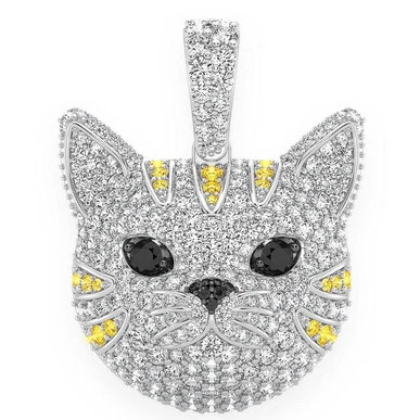 1.90CTW Cat Face Diamond Gold Pendant customdiamjewel