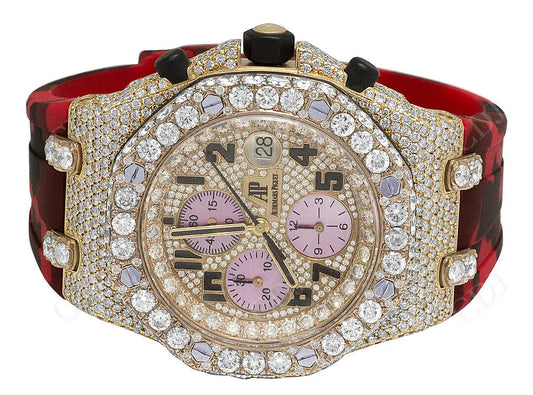 VVS Moissanite Iced Out Custom AP Silicon Belt Watch customdiamjewel
