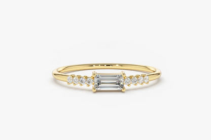 0.25CTW Minimalist Baguette Lab Grown Diamonds Solitaire Band  customdiamjewel 10KT Yellow Gold VVS-EF