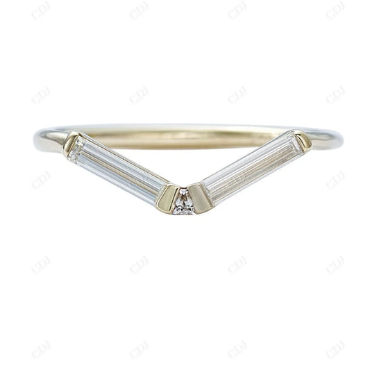 Chevron 0.3CTW Baguette Diamond Wedding Band  customdiamjewel 10KT White Gold VVS-EF